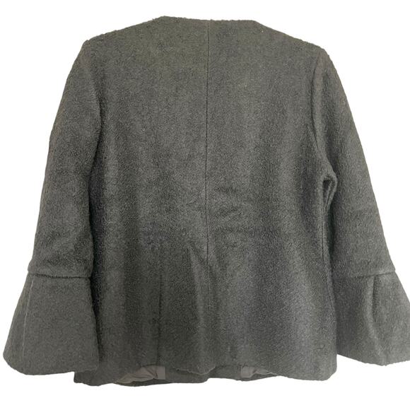 Patty Kim Black Wool Blend Tweed 3/4 Bell Sleeve Button Front Jacket Size Large - Picture 4 of 12